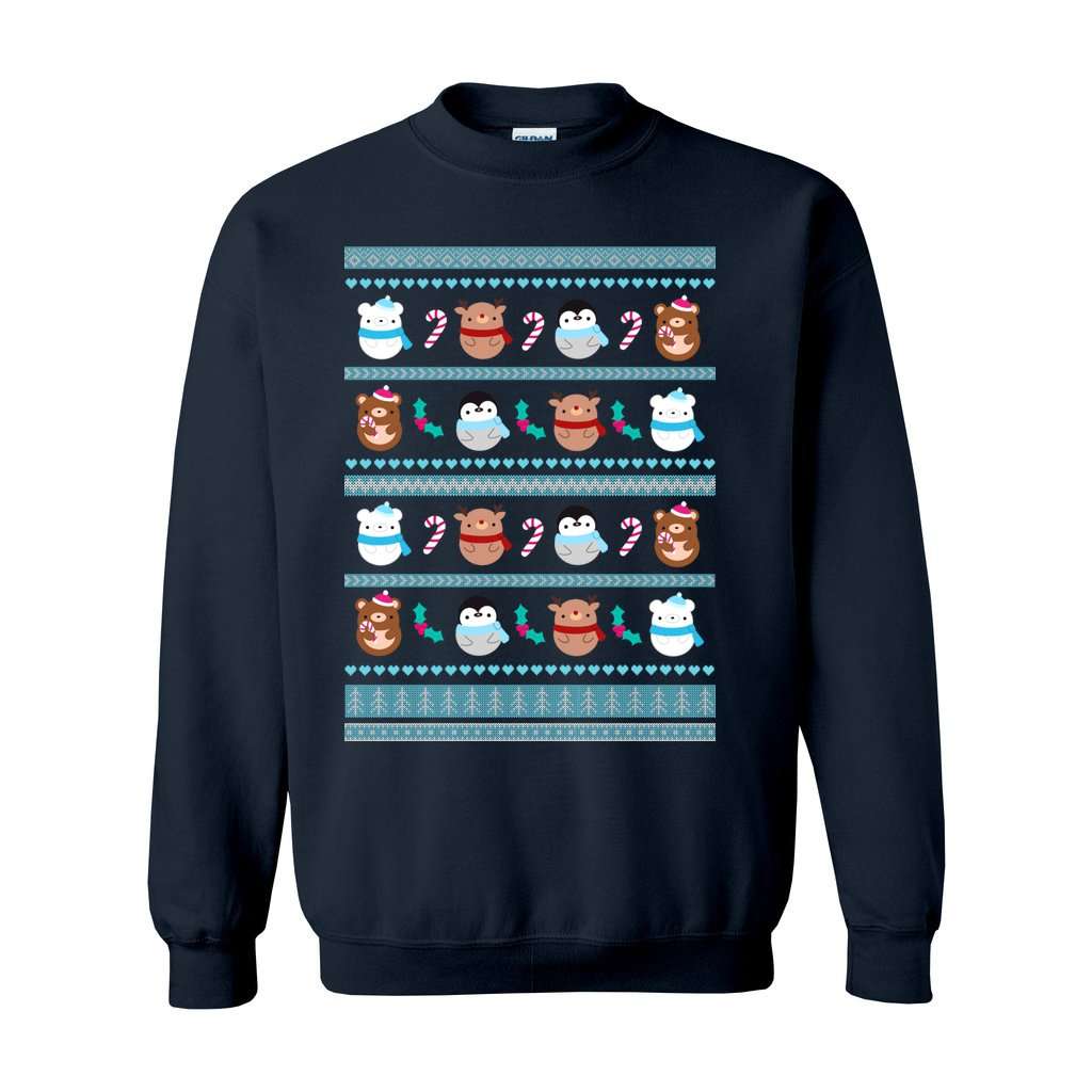 Christmas Animal Sweatshirt - Blue Pattern by Wild Whimsy Woolies