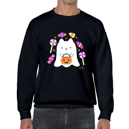 Ghost Cat Halloween Sweatshirt by Wild Whimsy Woolies