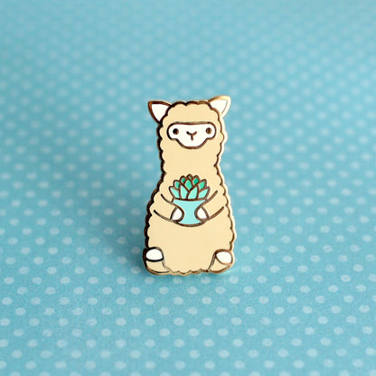 Alpaca Pin Set: Cactus and Succulent Alpaca Pins. Cute Llama Pins by Wild Whimsy Woolies