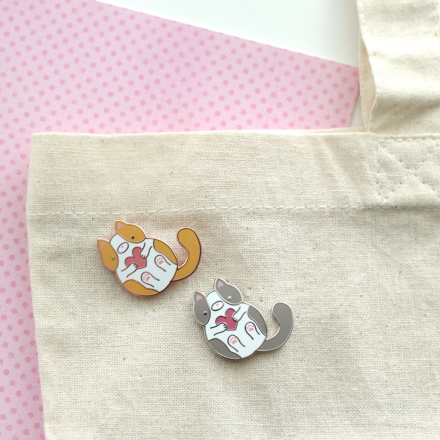 Bicolor Cat Pin Set. Cute Cat Gift. Enamel Pin Set by Wild Whimsy Woolies