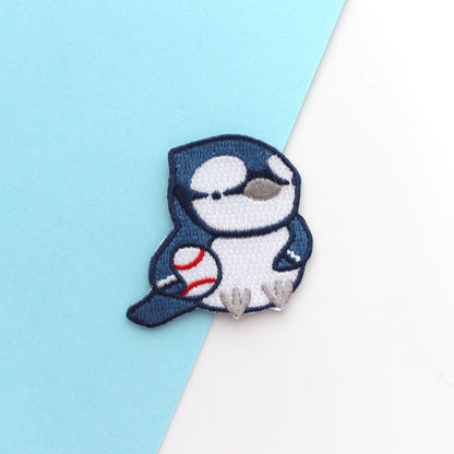 Blue Jay Baseball Patch for Jeans and Jackets. Applique Blue Jay Patch. Toronto Clothes Accessory by Wild Whimsy Woolies