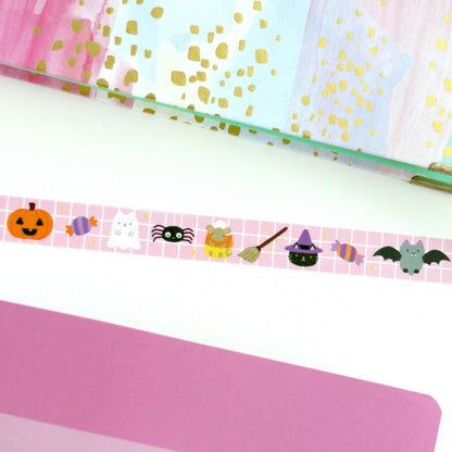 Halloween Washi Tape - Jack-o'-lantern Washi Tape - Ghost Cat, Bat, Spider, Witch Cat, Candy Corn