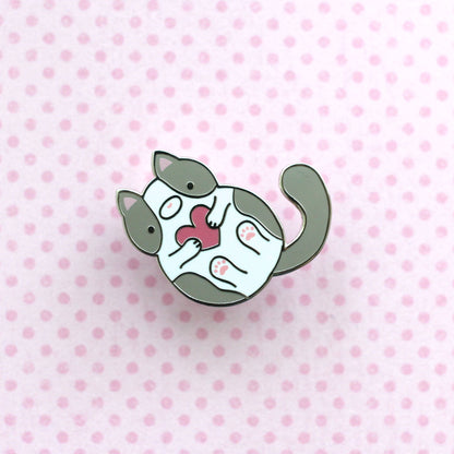 Bicolour Cat Enamel Pin Set. Cute Cat Gift