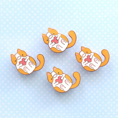 Orange and White Cat Lapel Pin. Kitten Enamel Pin by Wild Whimsy Woolies