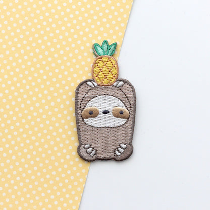 Pineapple Sloth Patches - Sloth Applique Patches by Wild Whimsy Woolies