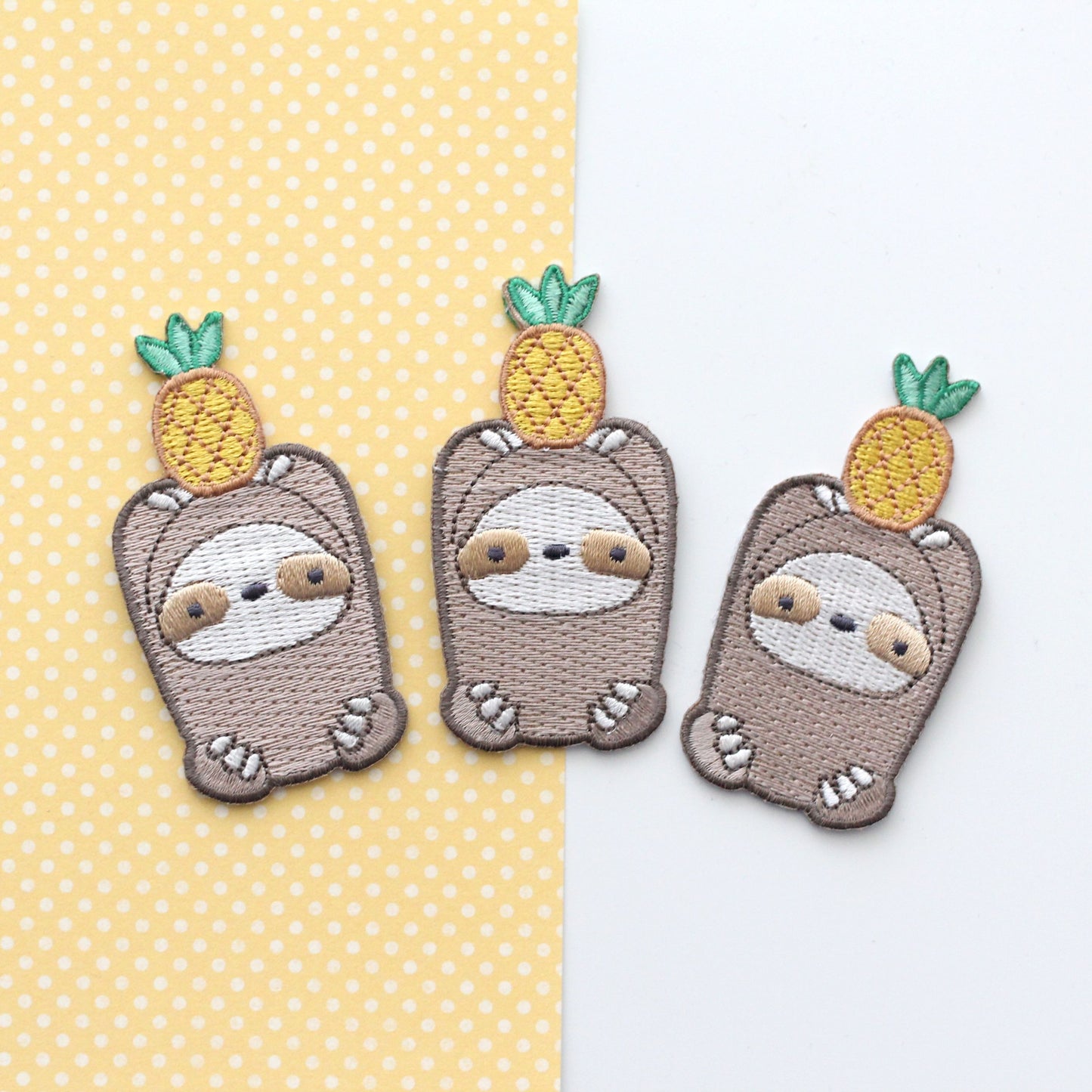 Pineapple Sloth Patches - Sloth Applique Patches