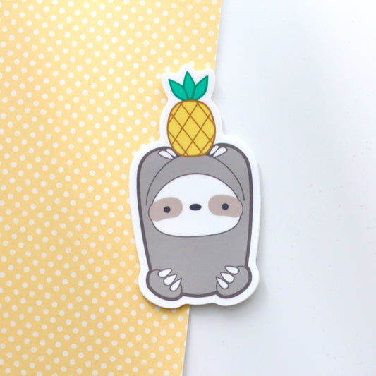 Pineapple Sloth Vinyl Sticker - Cute Sloth Decal Stationery