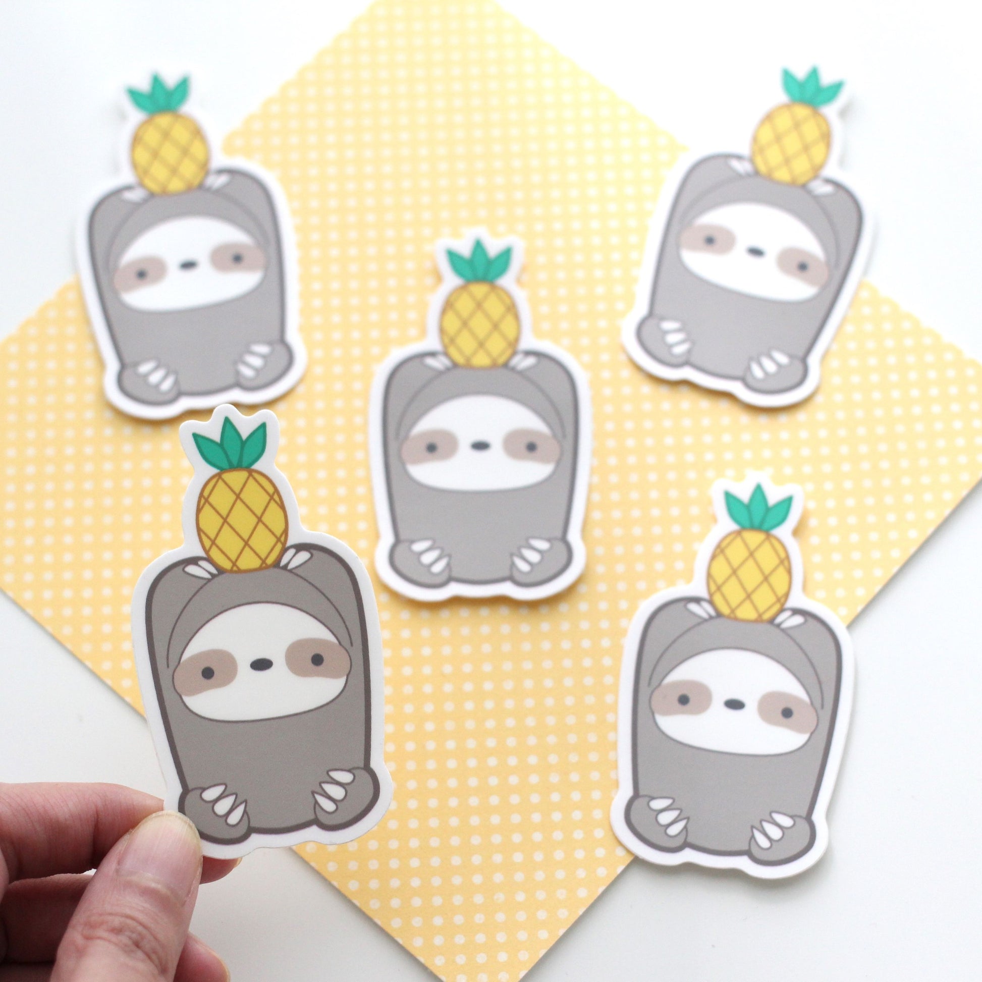 Pineapple Sloth Vinyl Sticker - Cute Sloth Decal - Sloth Stationery by Wild Whimsy Woolies
