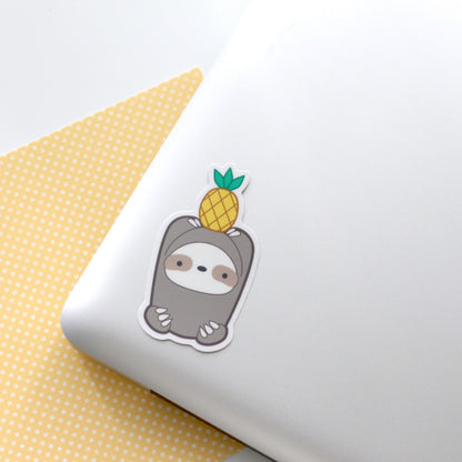 Pineapple Sloth Vinyl Sticker - Cute Sloth Decal - Sloth Stationery by Wild Whimsy Woolies