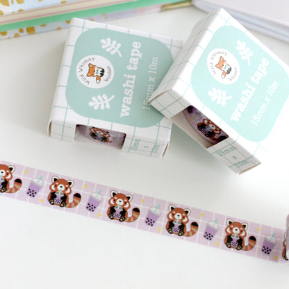 Red Panda Washi Tape. Bubble Tea / Boba Washi Tape by Wild Whimsy Woolies
