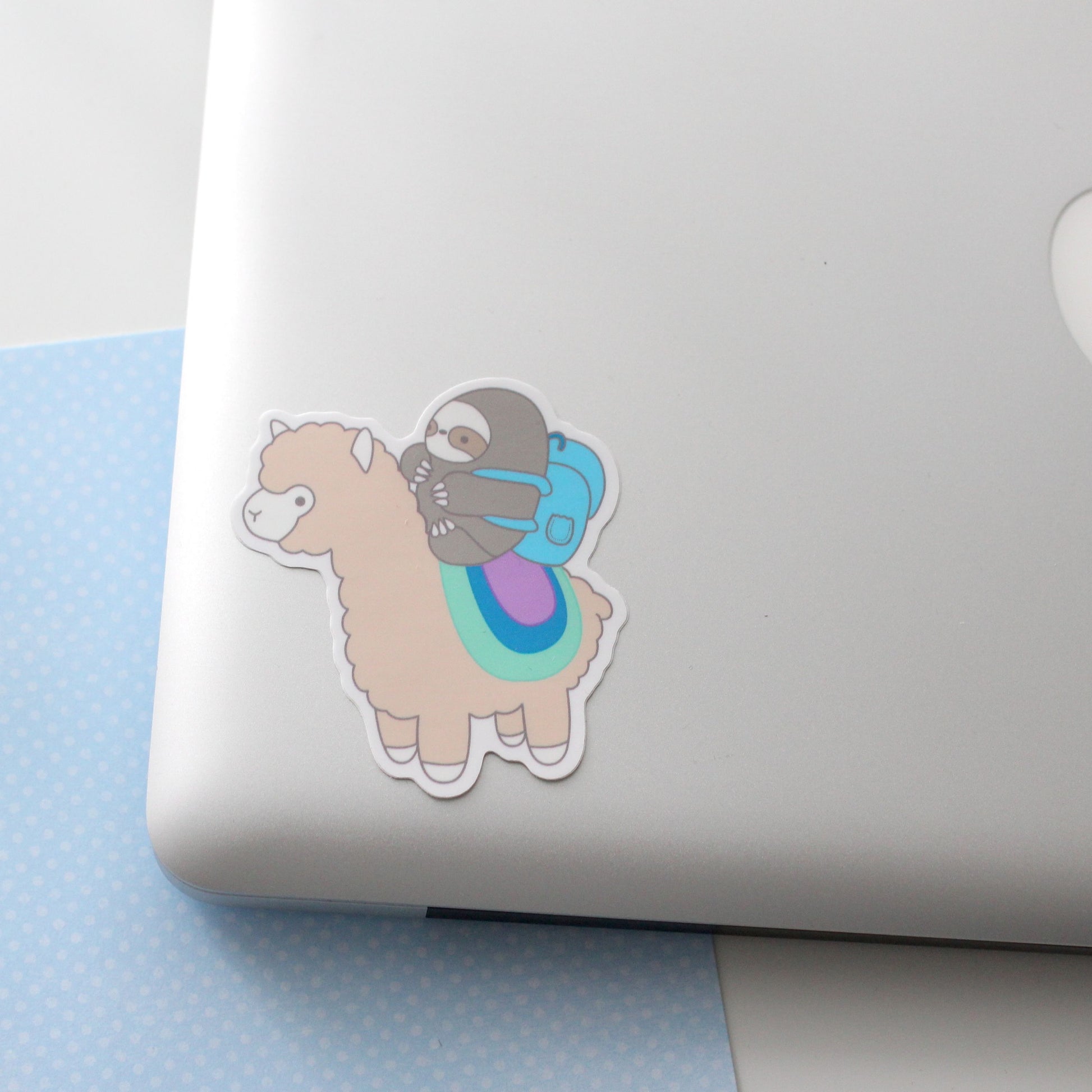 Sloth and Alpaca Adventurer Vinyl Sticker - Sloth Sticker - Llama Sticker by Wild Whimsy Woolies