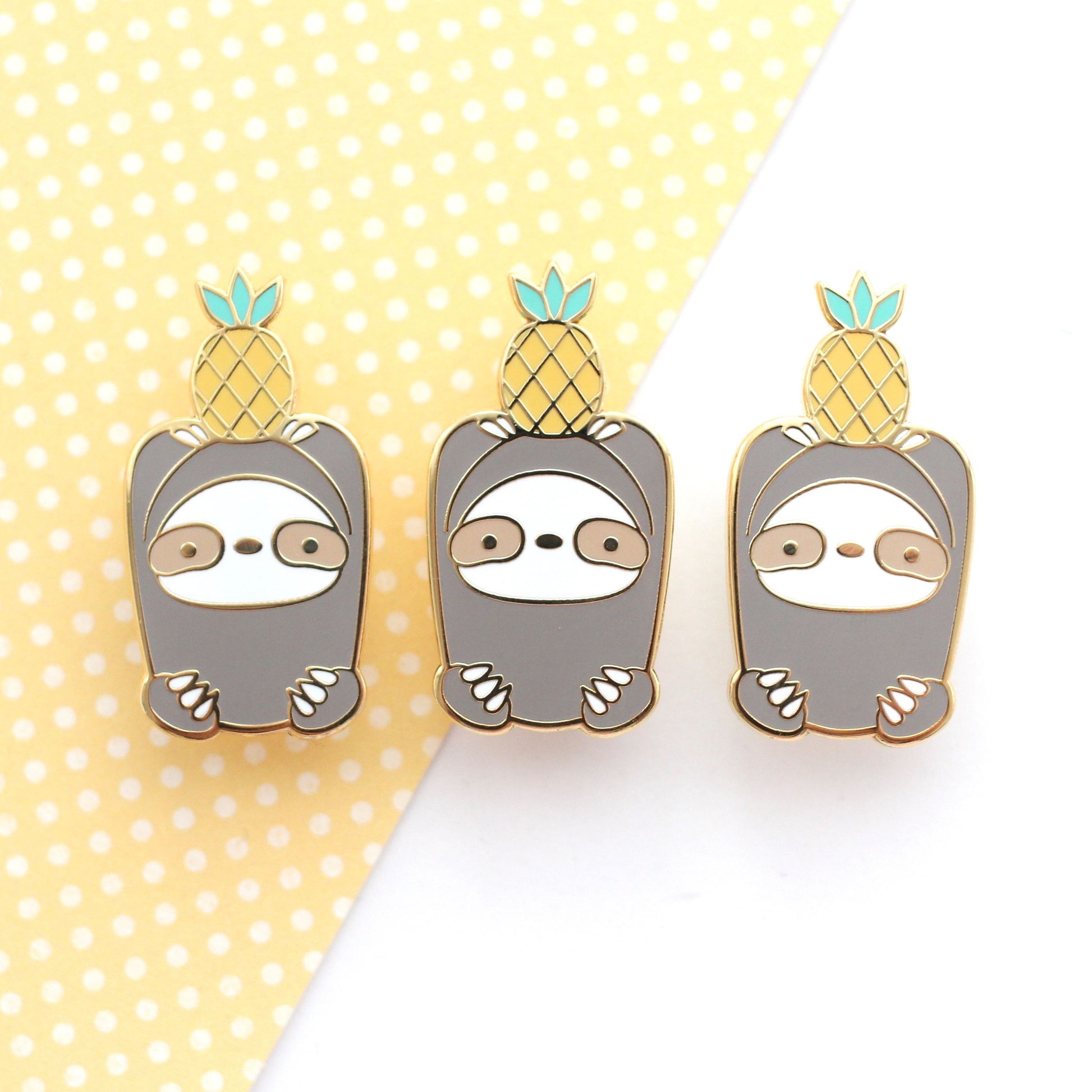 Pineapple Sloth Enamel Pin. Sloth Gift. Fruit Pin by Wild Whimsy Woolies
