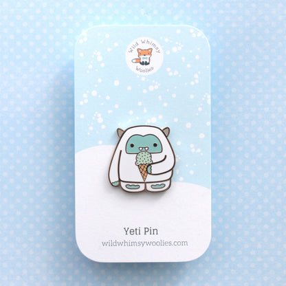 Mint Ice Cream Yeti Enamel Pin. Abominable Snowman Pin
