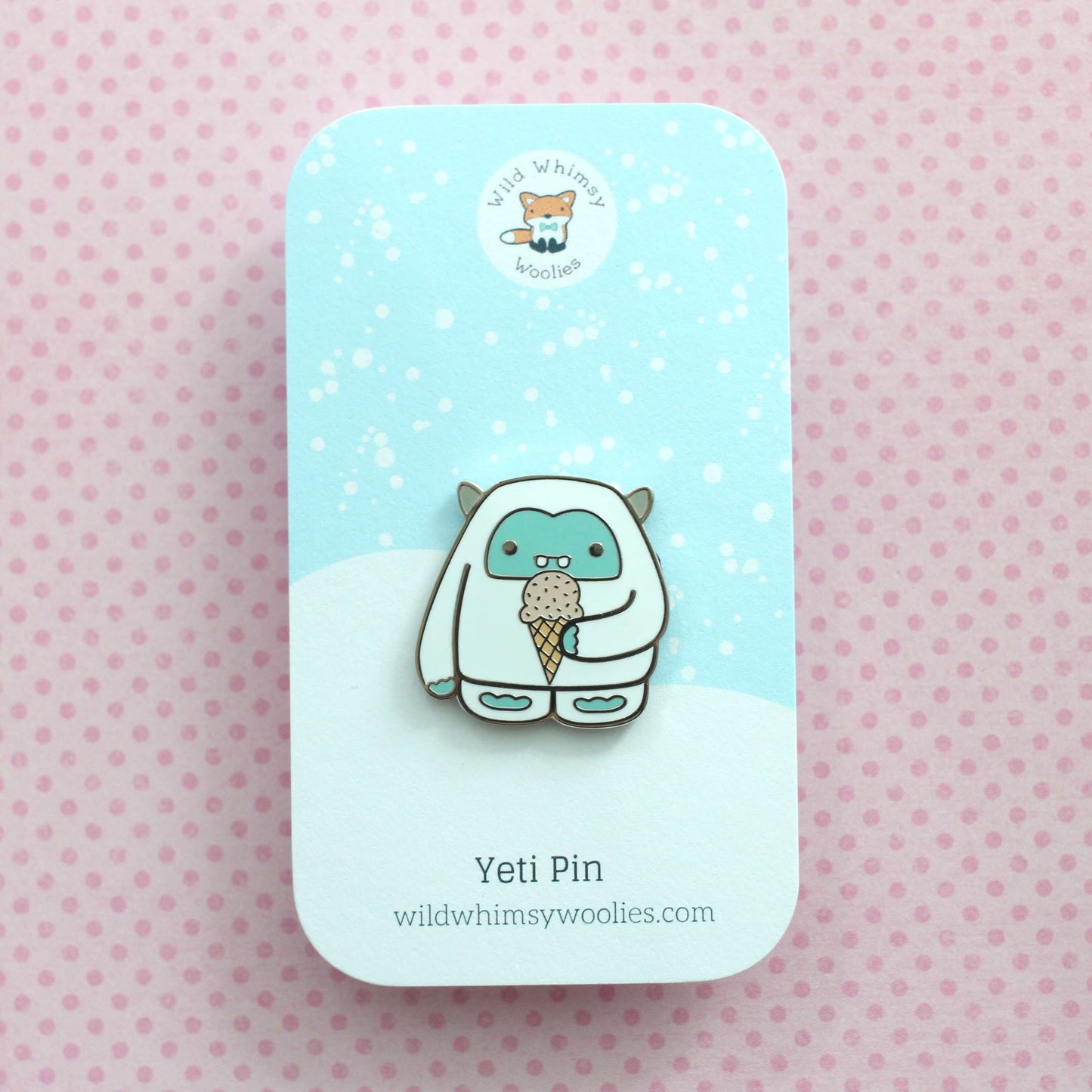Strawberry Ice Cream Yeti Enamel Pin. Abominable Snowman Badge