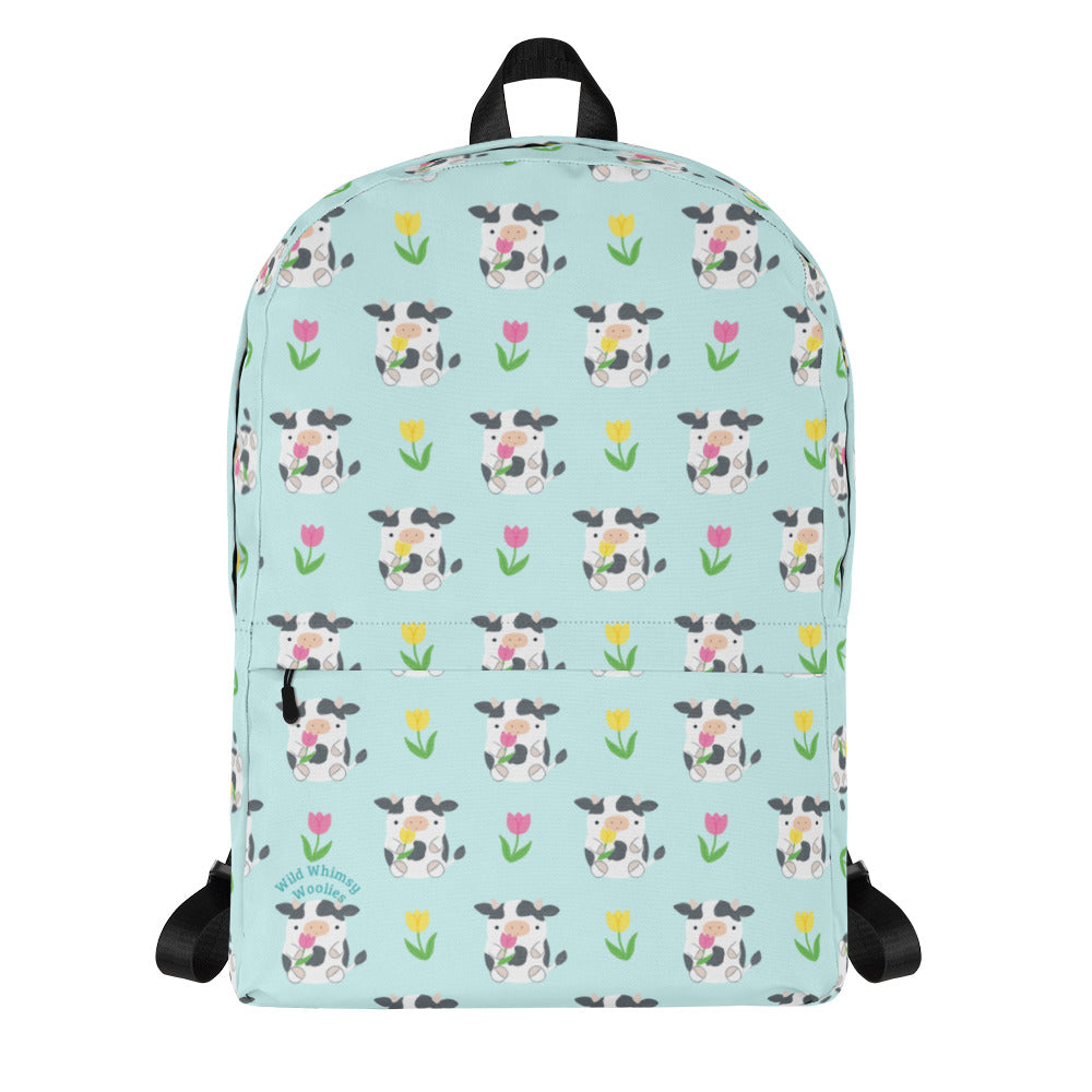 Tulip Cows Backpack - Green by Wild Whimsy Woolies