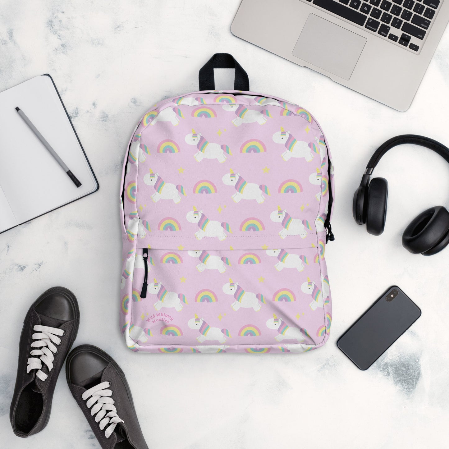 Rainbow Unicorn Backpack - Light Pink by Wild Whimsy Woolies