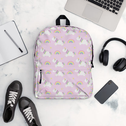Rainbow Unicorn Backpack - Light Pink by Wild Whimsy Woolies