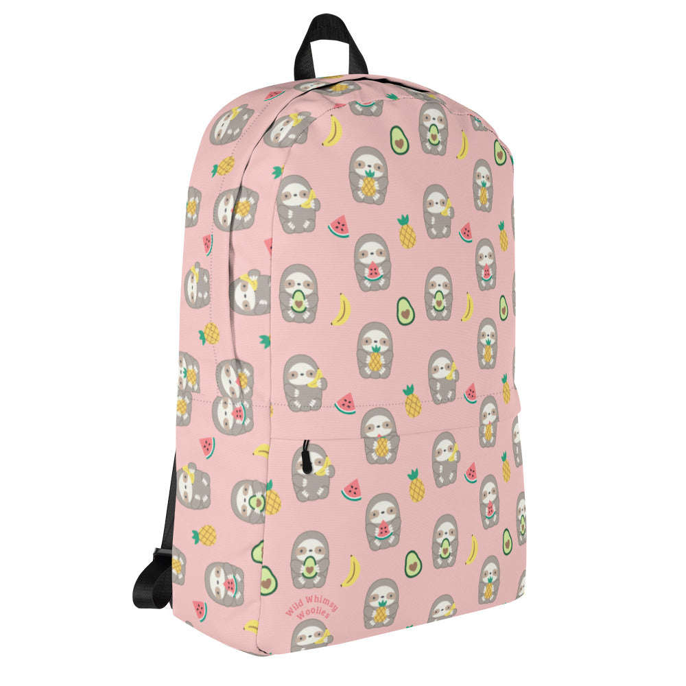 Fruit Sloth Backpack - Pink by Wild Whimsy Woolies
