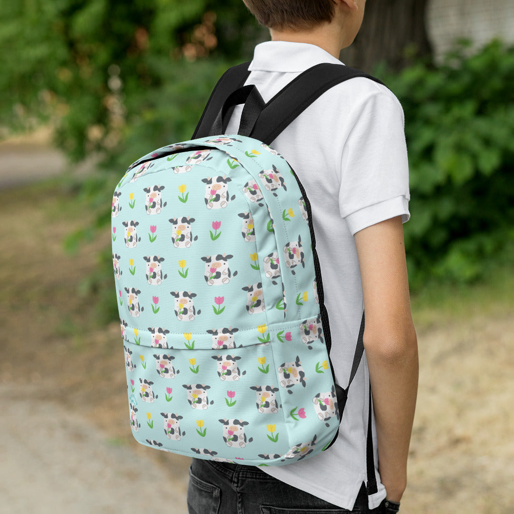 Tulip Cows Backpack - Green by Wild Whimsy Woolies