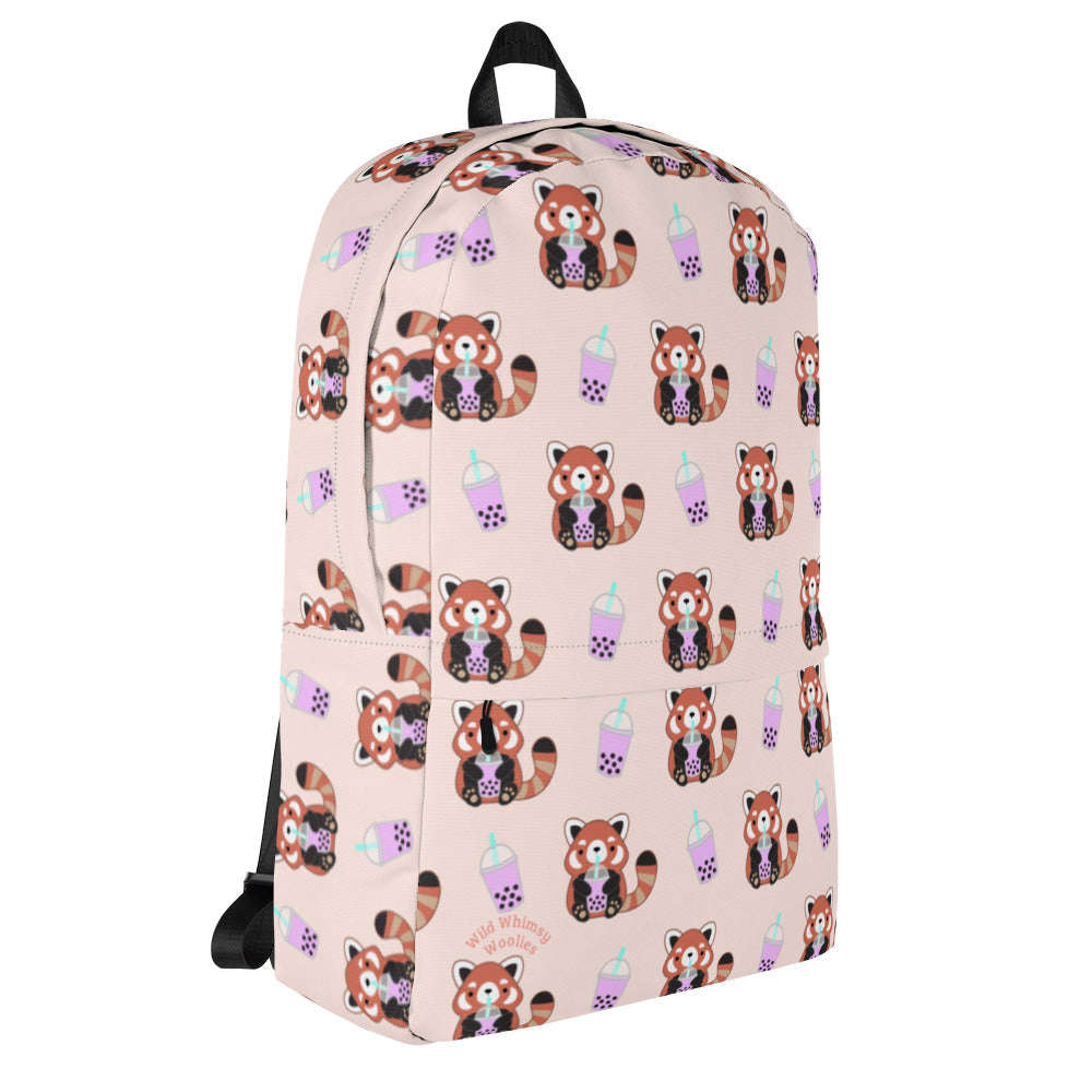Bubble Tea Red Panda Backpack - Pink by Wild Whimsy Woolies