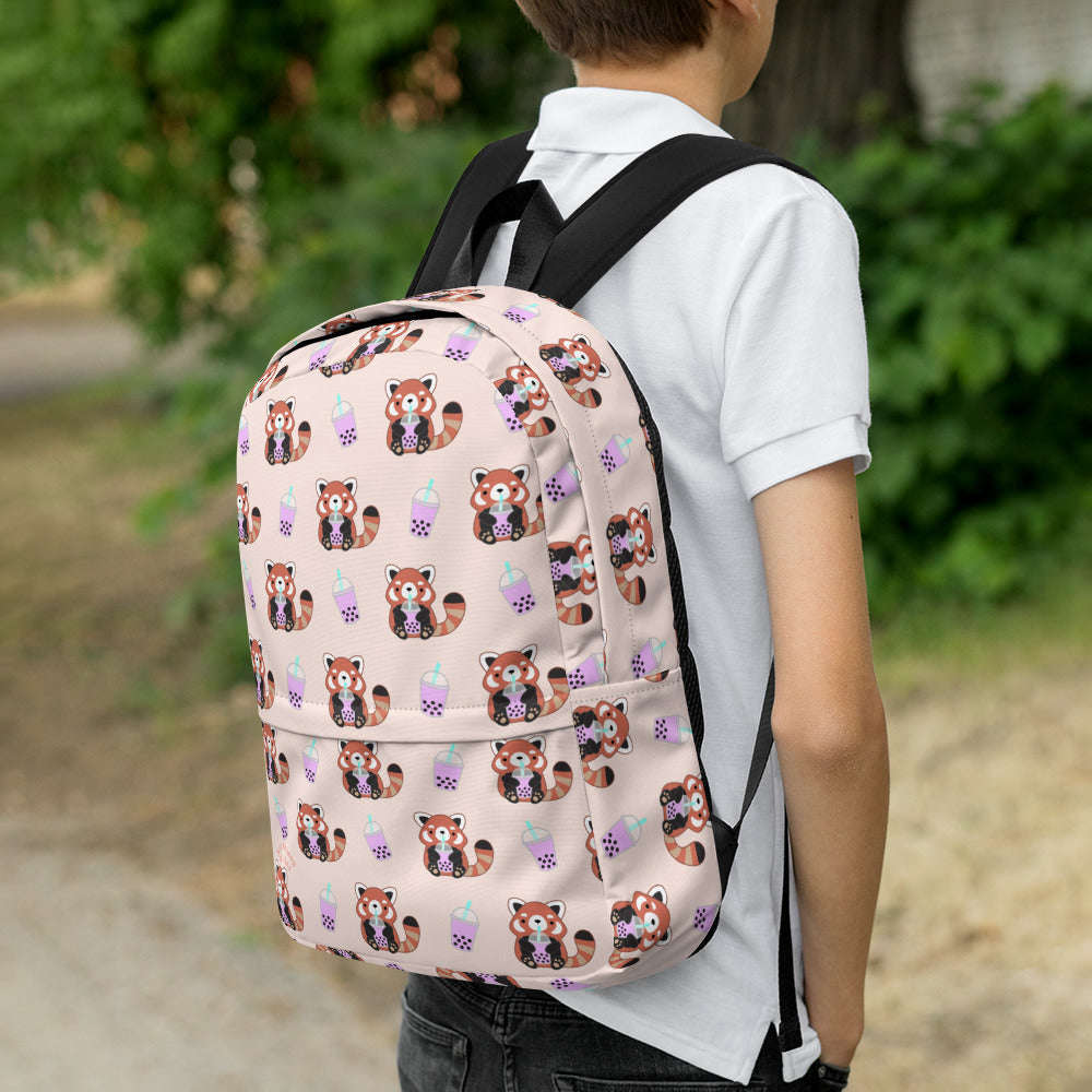 Bubble Tea Red Panda Backpack - Pink