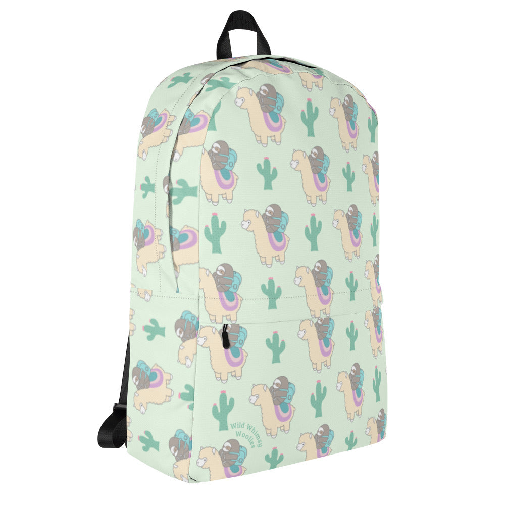 Sloth and Alpaca Adventurer Backpack - Light Green by Wild Whimsy Woolies