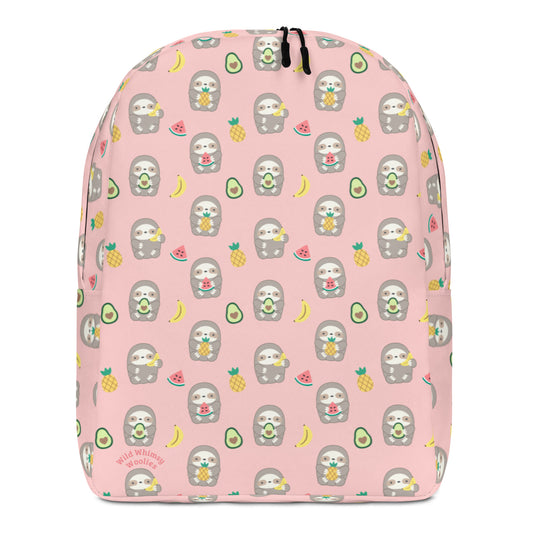 Fruit Sloth Minimalist Backpack - Pink by Wild Whimsy Woolies