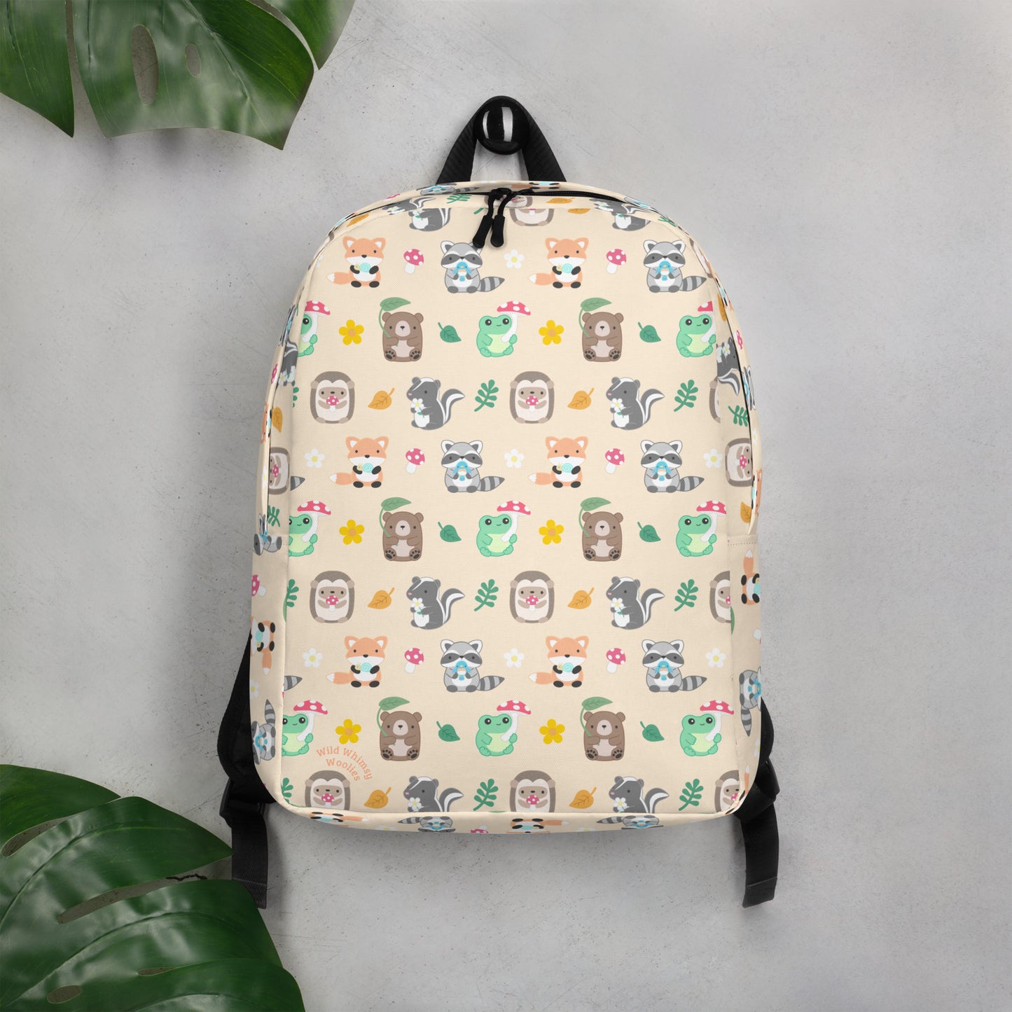 Woodland Animals Minimalist Backpack - Peach by Wild Whimsy Woolies