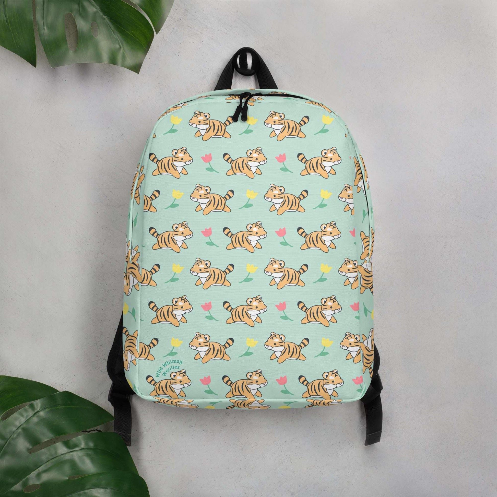 Leaping Tiger Minimalist Backpack - Green by Wild Whimsy Woolies