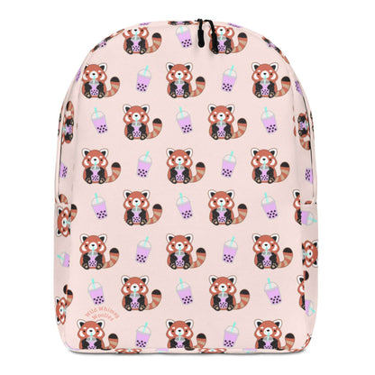 Bubble Tea Red Panda Minimalist Backpack - Light Pink: Default Title