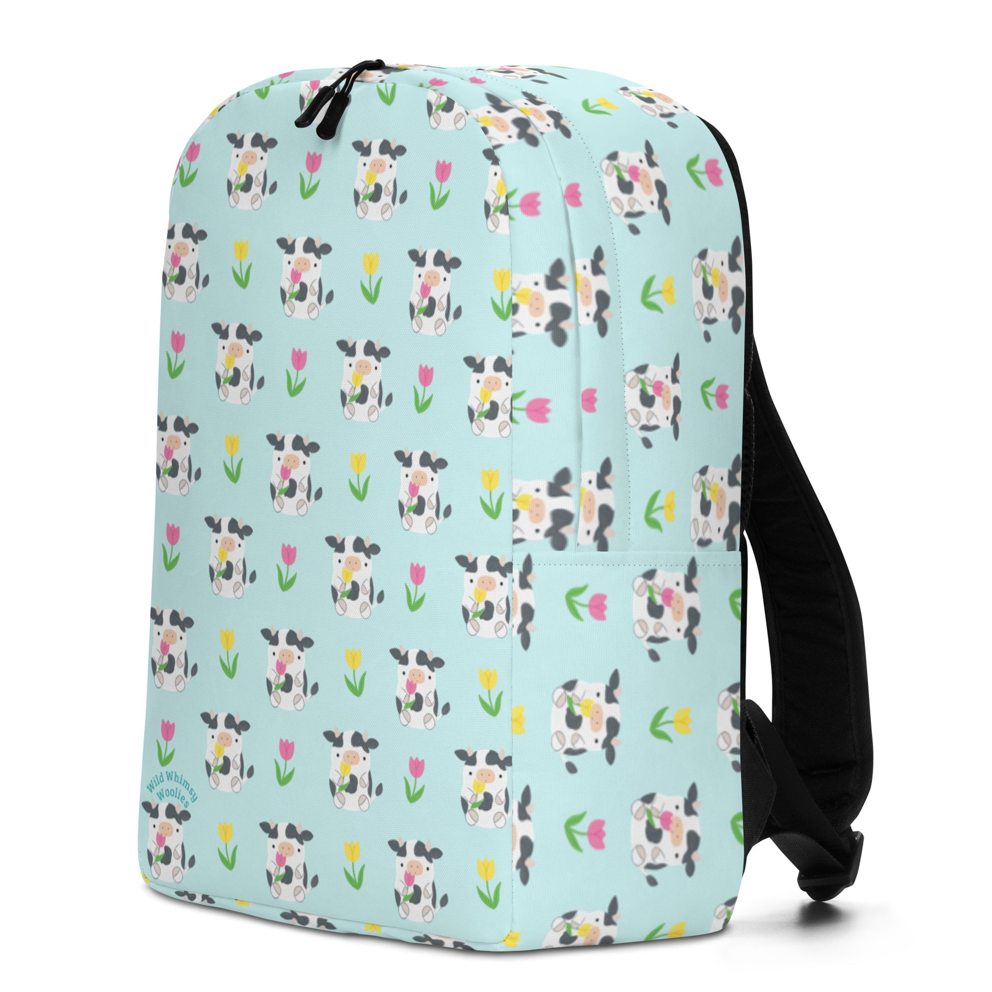 Tulip Cows Minimalist Backpack - Cyan