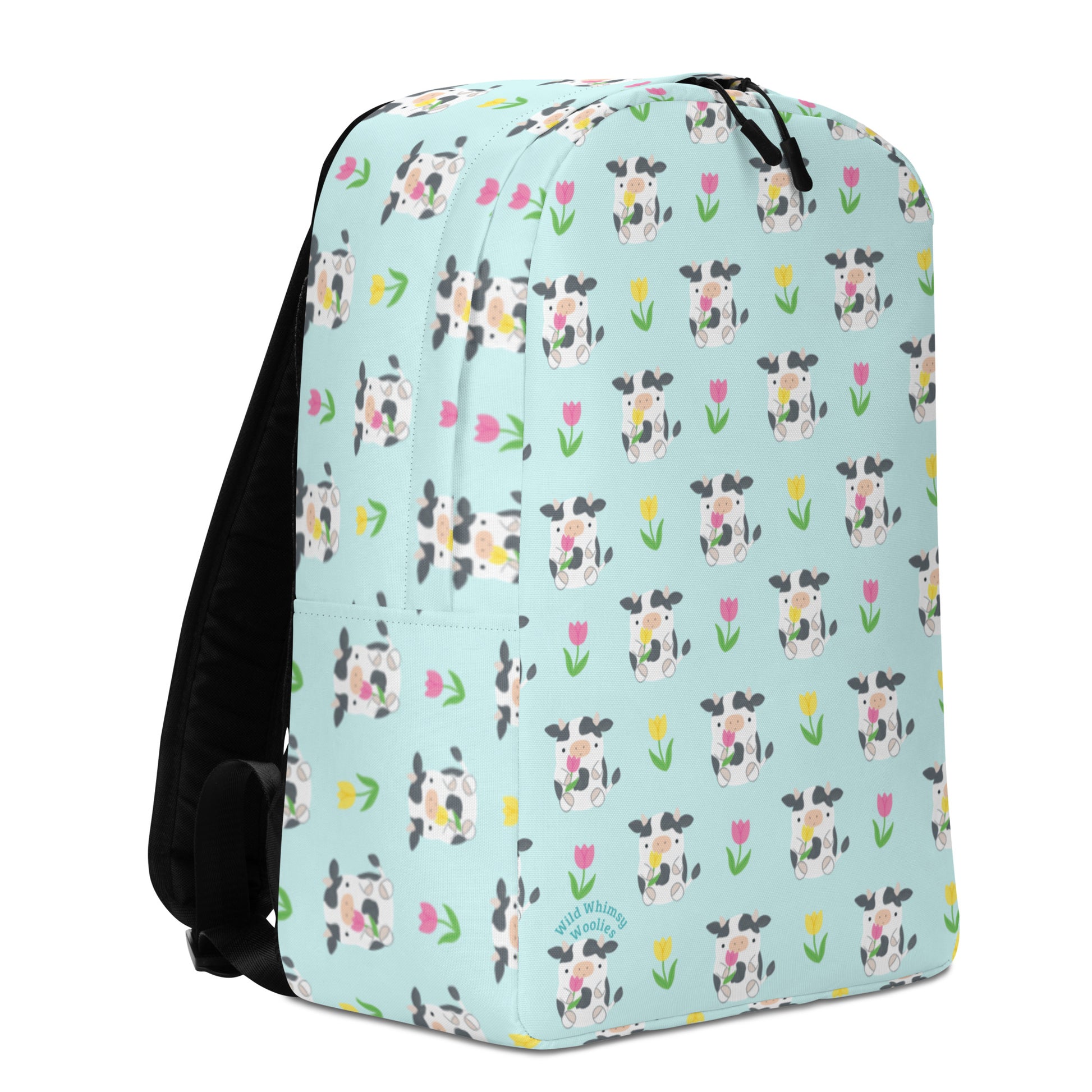 Tulip Cows Minimalist Backpack - Cyan