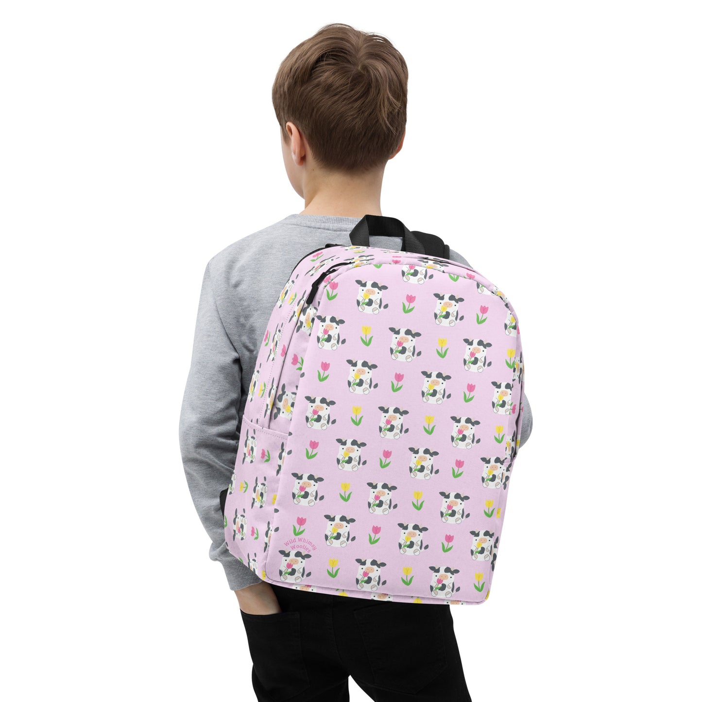 Tulip Cows Minimalist Backpack - Lilac by Wild Whimsy Woolies