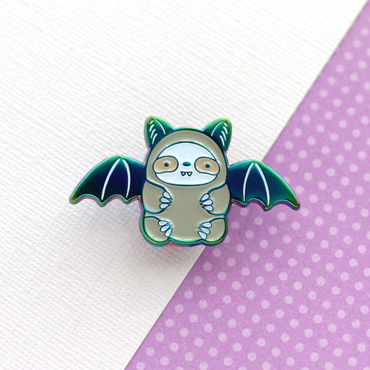 Bat Sloth Enamel Pin - Bat Gift - Halloween Pin