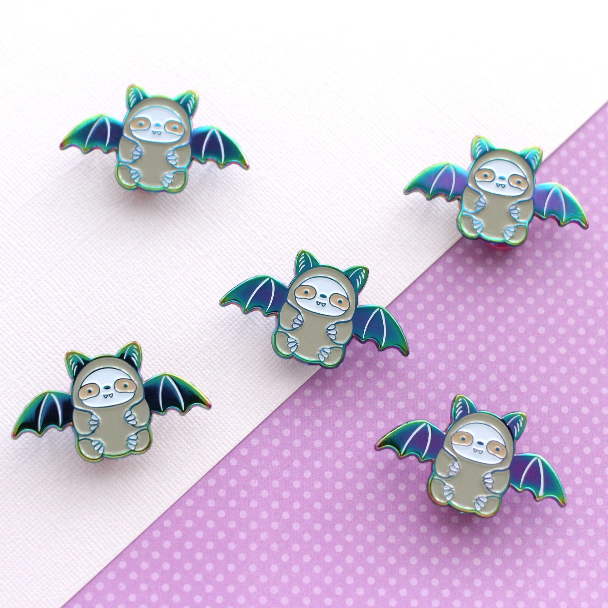 Bat Sloth Enamel Pin - Sloth Gift - Halloween Pin - Monster Accessory by Wild Whimsy Woolies
