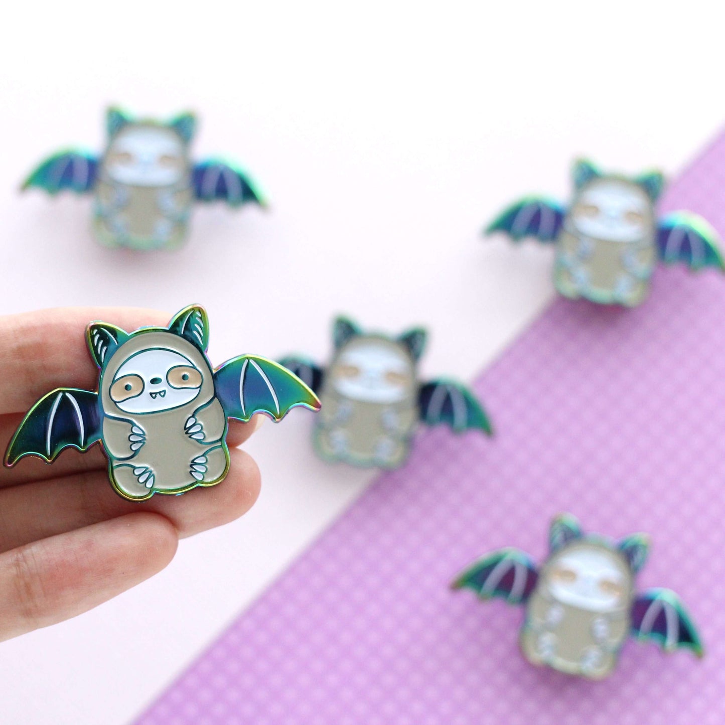 Bat Sloth Enamel Pin - Sloth Gift - Halloween Pin - Monster Accessory by Wild Whimsy Woolies