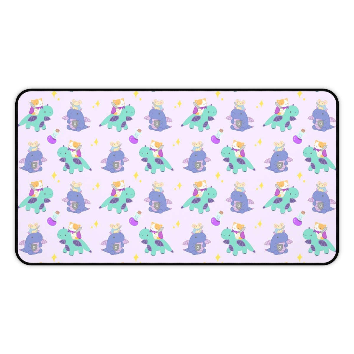 Cat and Mouse Dragon Knight Desk Mat - Large Mouse Pad by Wild Whimsy Woolies