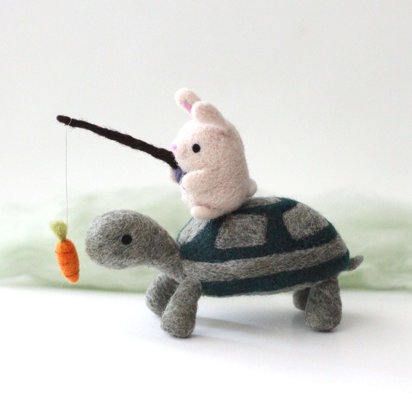 Bunny Riding a Turtle with Carrot Bait