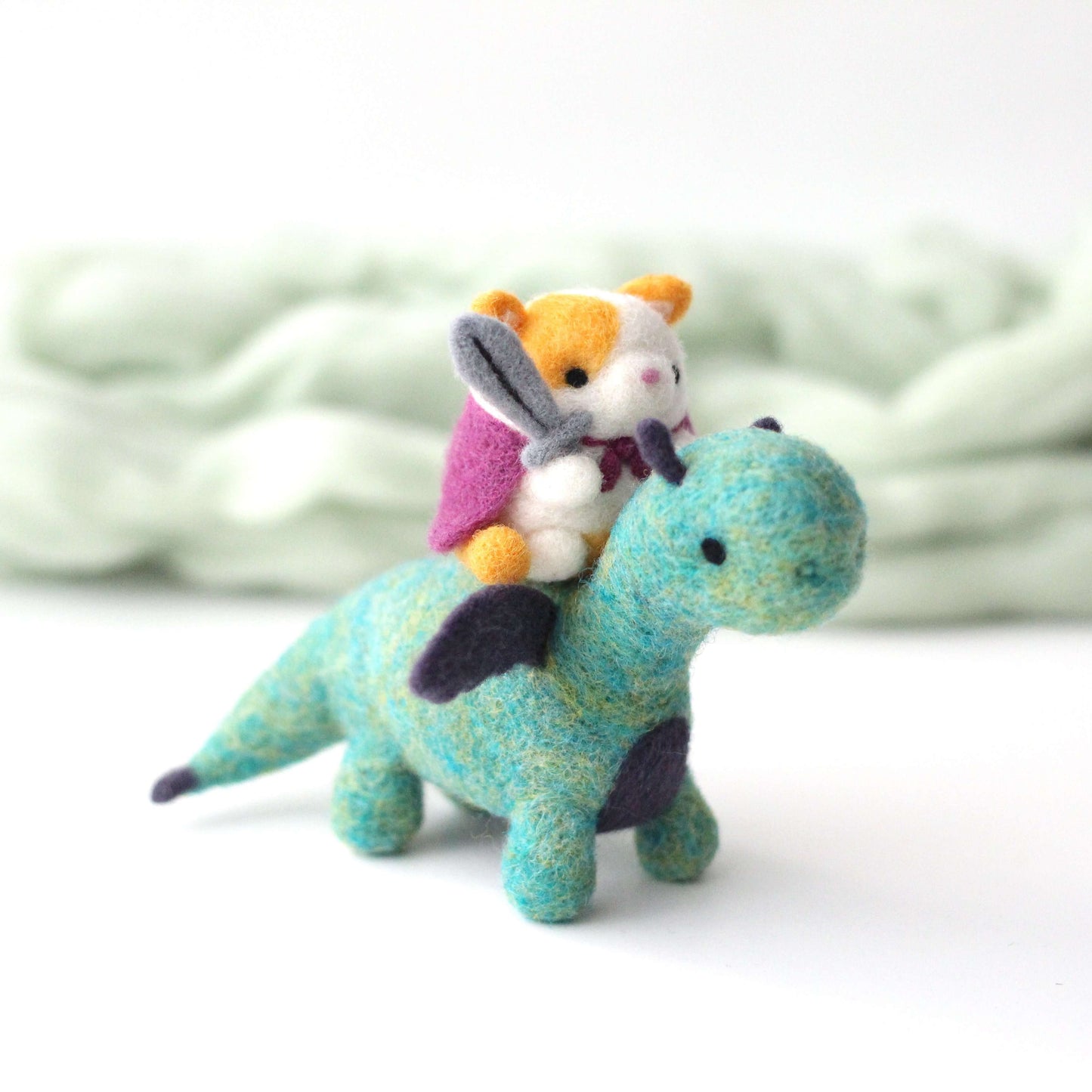Cat Knight Riding a Dragon by Wild Whimsy Woolies