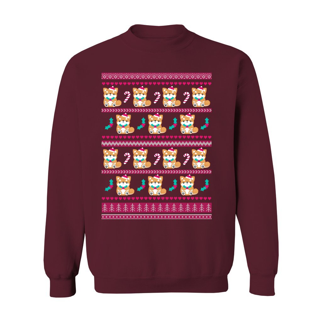 Holly Jolly Shiba Inu Christmas Sweatshirt: S / Maroon