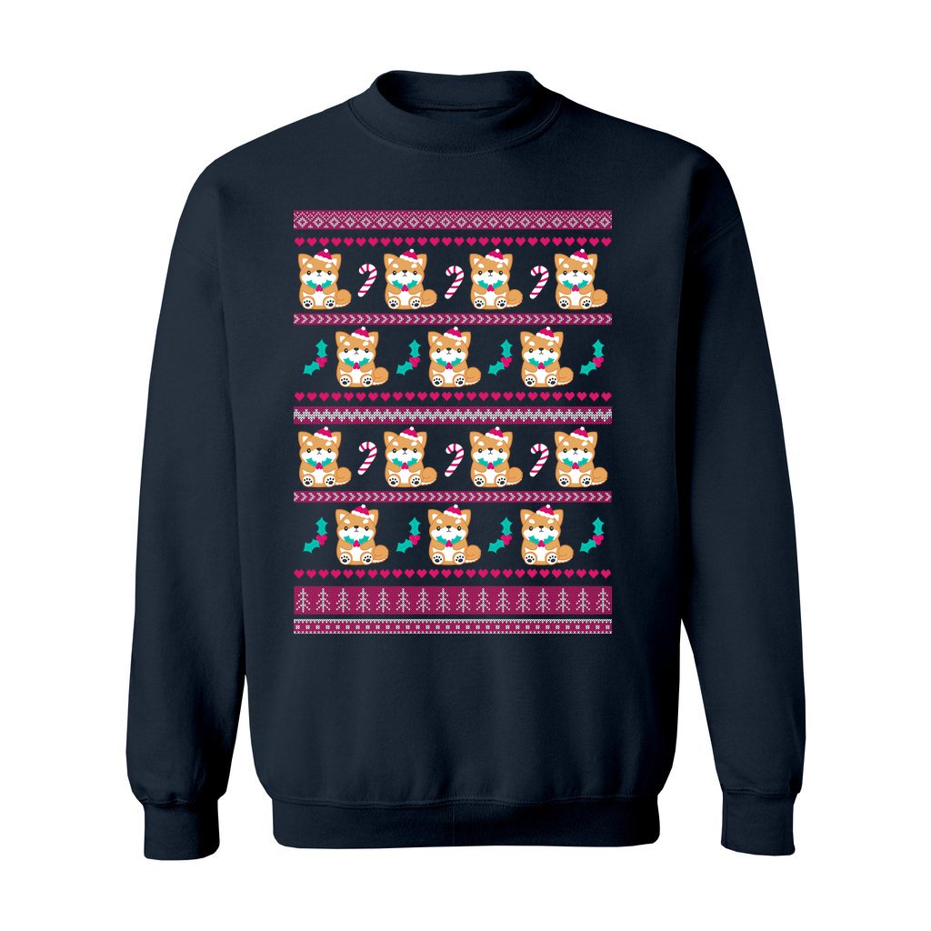 Holly Jolly Shiba Inu Christmas Sweatshirt: S / Navy