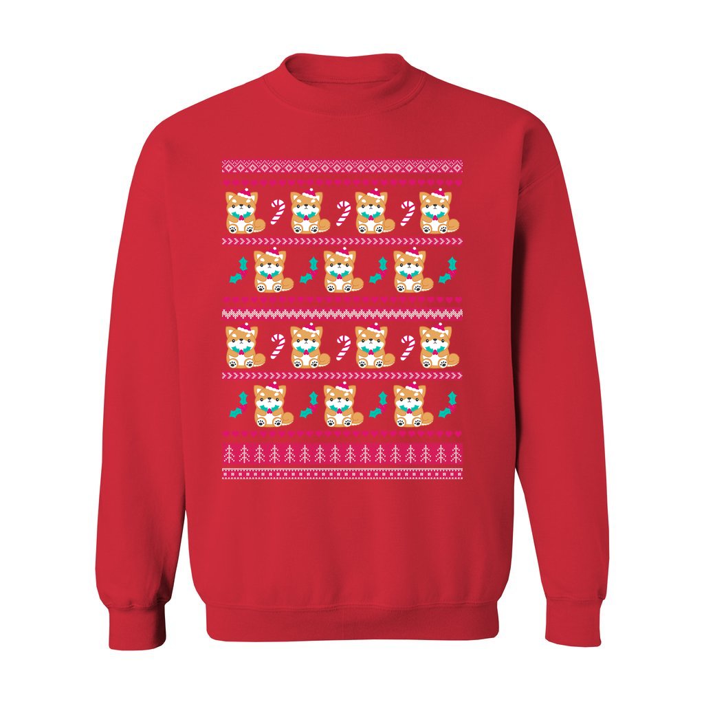 Holly Jolly Shiba Inu Christmas Sweatshirt: S / Red