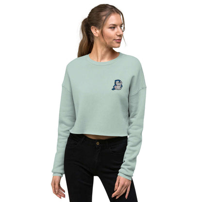 Embroidered Blue Jay Crop Sweatshirt by Wild Whimsy Woolies