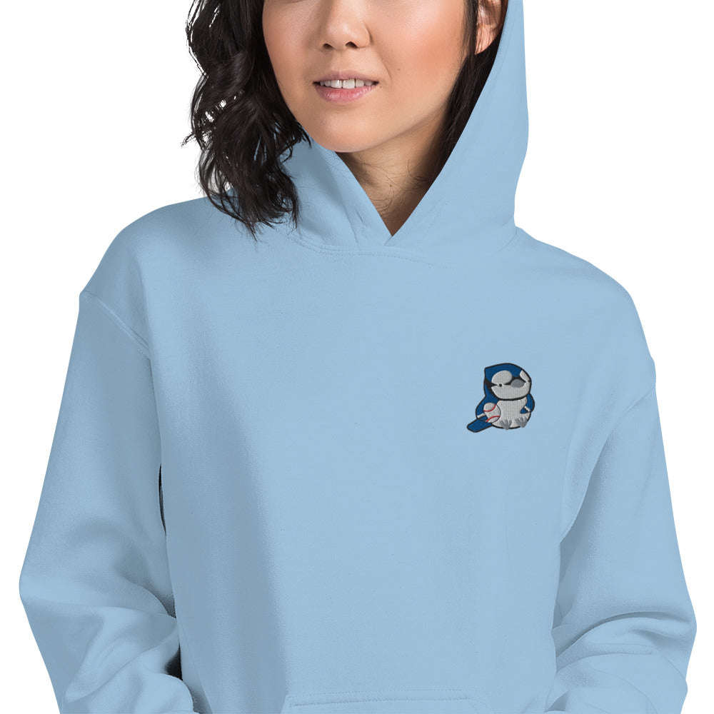 Embroidered Blue Jay Hoodie by Wild Whimsy Woolies