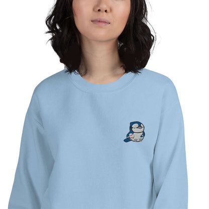 Embroidered Blue Jay Sweatshirt by Wild Whimsy Woolies