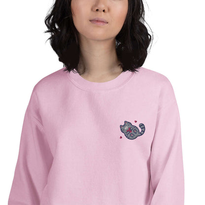 Embroidered Grey Tabby Cat Sweatshirt by Wild Whimsy Woolies