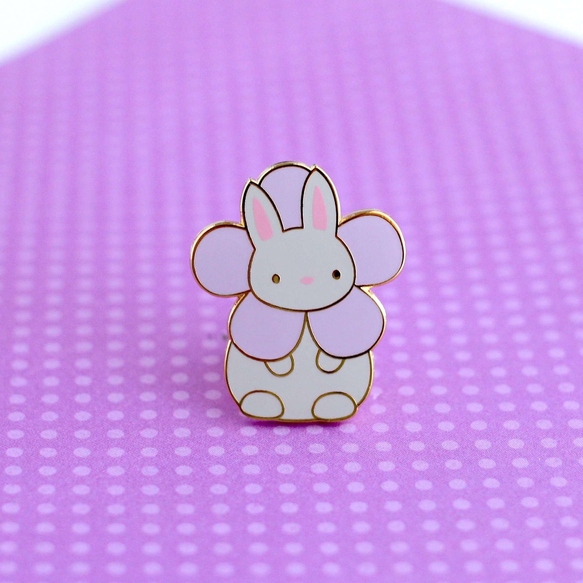 Flower Bunny Pin Set - Hard Enamel Pin Set - Cute Rabbit Pins by Wild Whimsy Woolies