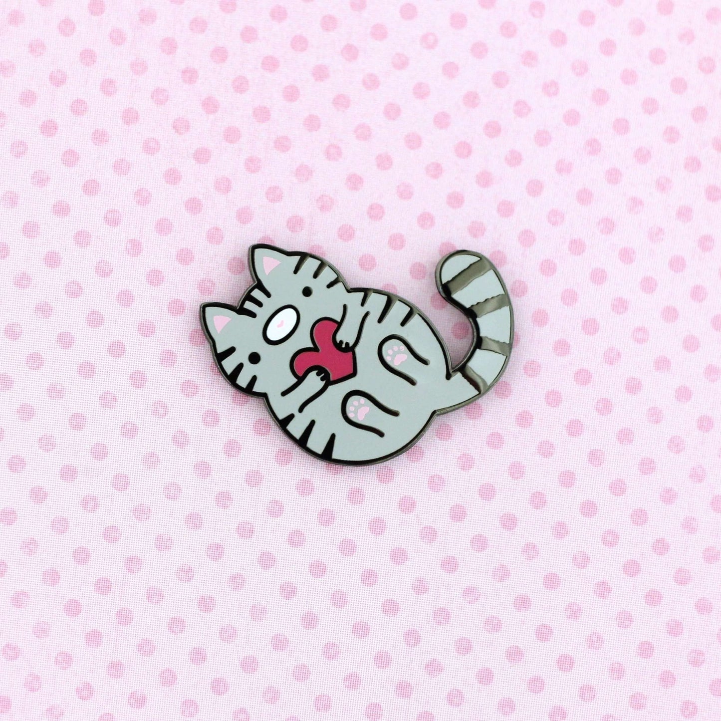 Grey Tabby Cat Enamel Pin - Cat Gift - Hard Enamel Pin by Wild Whimsy Woolies