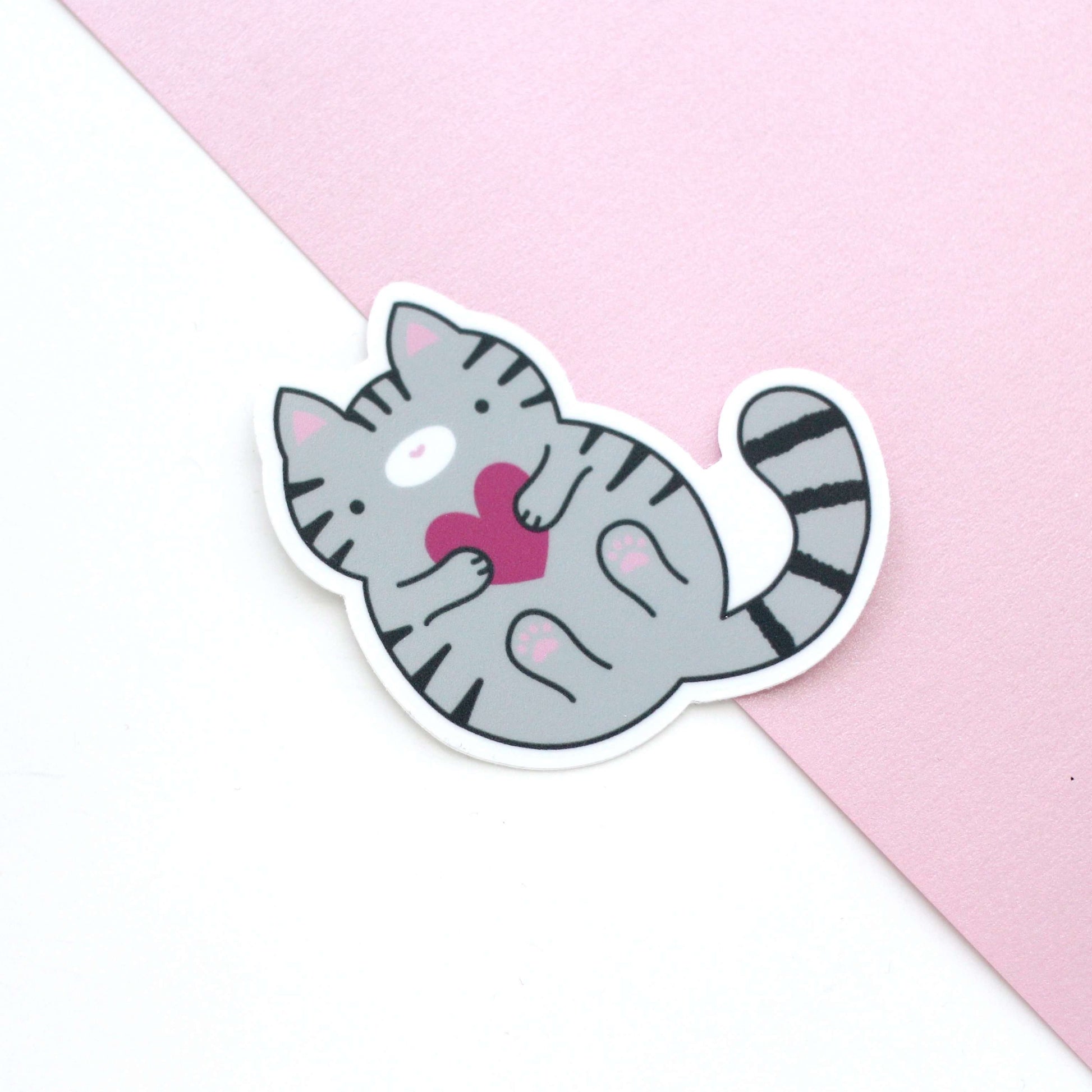 Grey Tabby Cat Vinyl Sticker - Cute Cat Decal