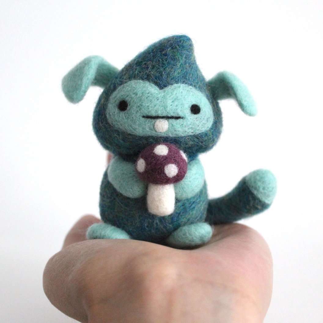 Mosspot, the Forest Finder - Needle Felted Fantasy Creature by Wild Whimsy Woolies